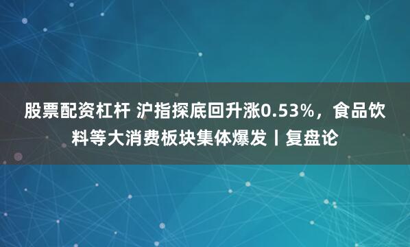 股票配资杠杆 沪指探底回升涨0.53%，食品饮料等大消费板块集体爆发丨复盘论